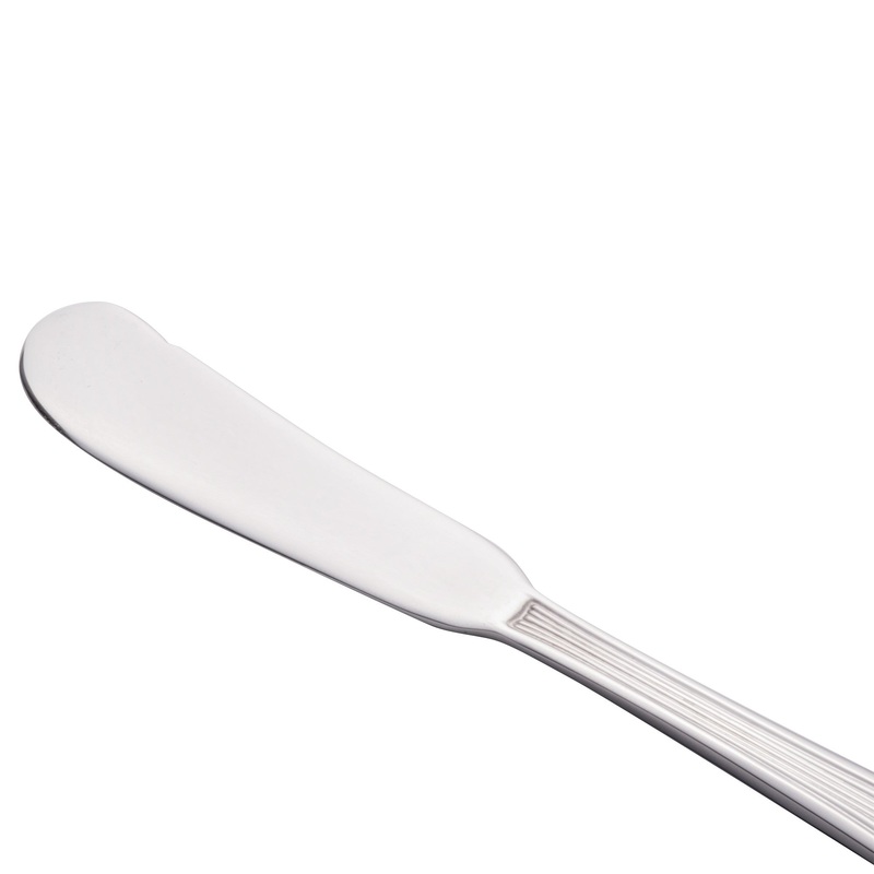 World Tableware 881 053 Minuet 6 3/4″ 18/0 Stainless Steel Heavy Weight Butter Spreader – 12/Pack