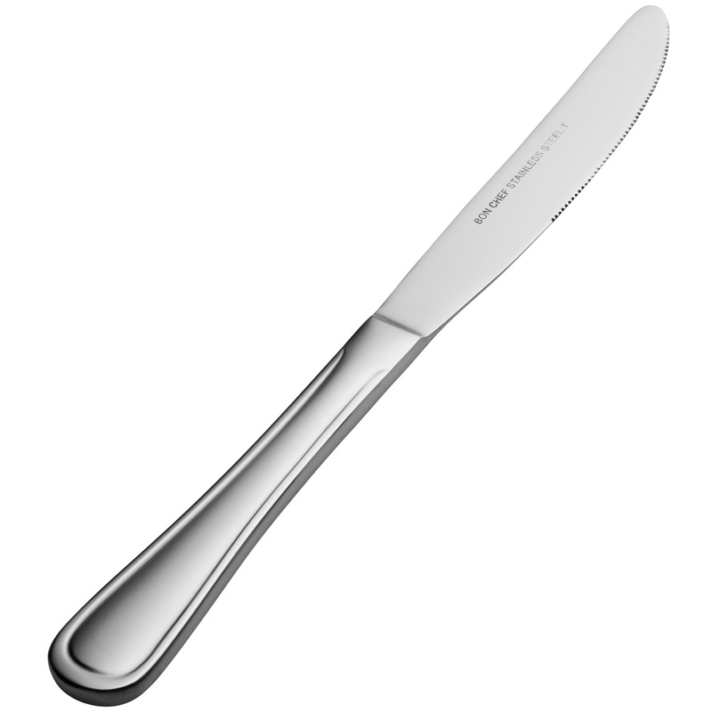 Bon Chef S311 Tuscany 8 7/8″ 13/0 Stainless Steel Extra Heavy Solid Handle Dinner Knife – 12/Pack