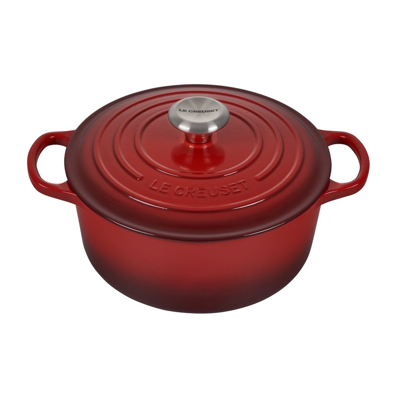 Le Creuset 4 1/2 Qt. Signature Round Dutch Oven w/Stainless Steel Knob – Cerise- Personalized Engraving Available