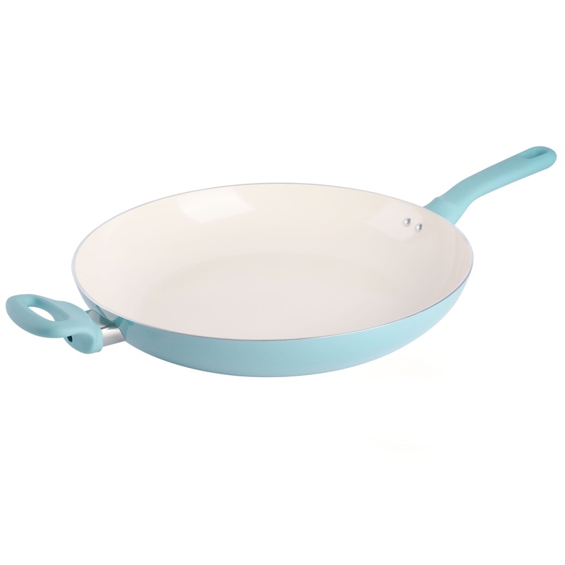 Spice by Tia Mowry 14-Inch Non-Toxic Non-Stick Ceramic Interior Large Aluminum Fry Pan