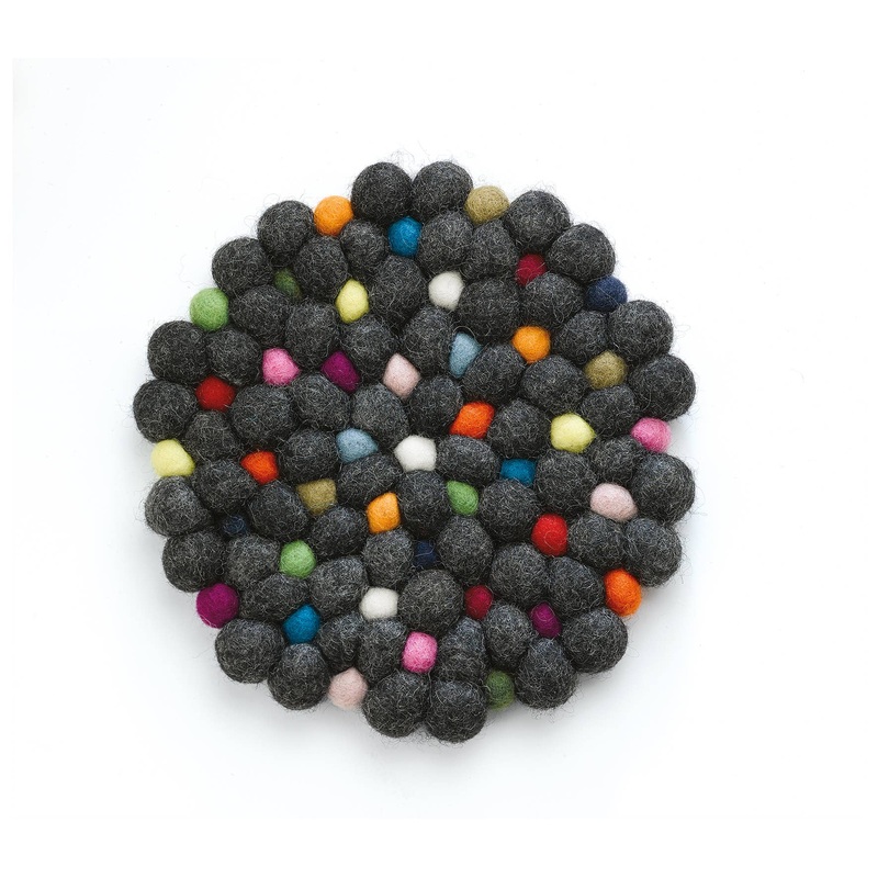 Virgin Wool Trivet “Nero”, Round, 8″ Dia.