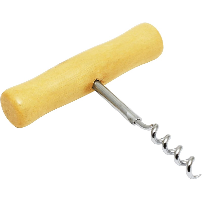 4″ Stainless Steel Cork Screw with Wooden Handle – Wine Opener Cork Screw Corkscrews for Wine Bottles Wine Bottle Opener for Servers Waiters Bartenders and Home Use