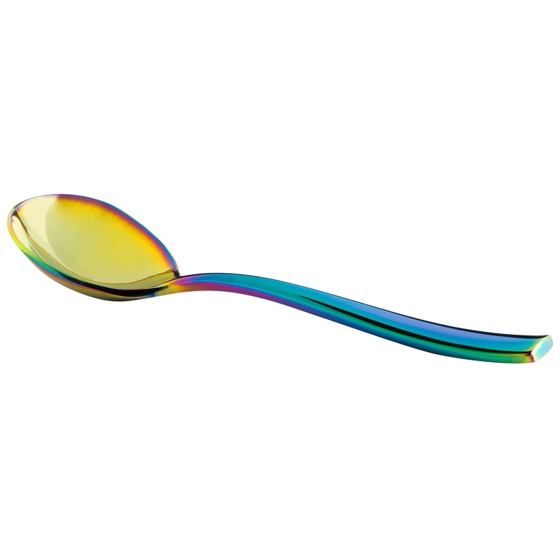 Bon Chef S3001RB Manhattan 6 3/8″ 18/10 Extra Heavy Weight Rainbow PVD Stainless Steel Bouillon Spoon – 12/Pack