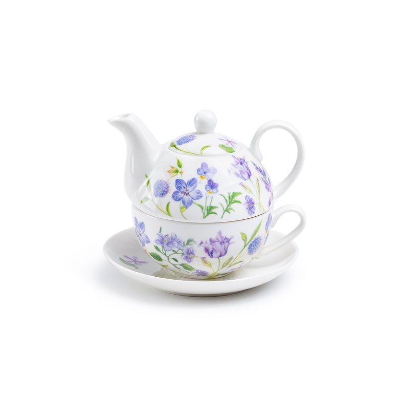Purple Meadow Fine Porcelain Tea For One Set