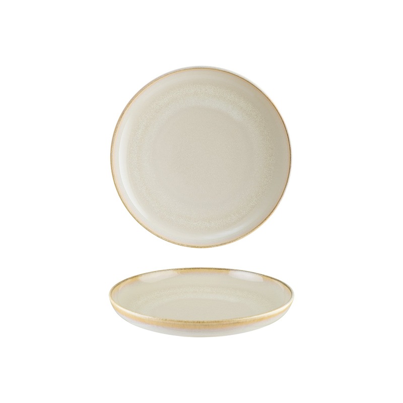 Sand dia.9.75″ h:2″ Round Beige Porcelain Deep Plate