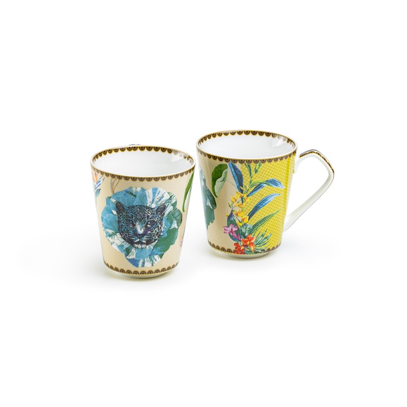 Summer Savanna Leopard Blue Fine Porcelain Mug