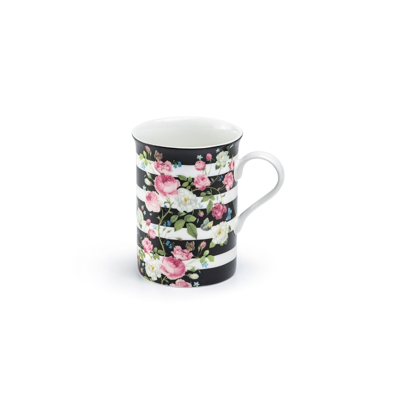 Floral Harmony Stripe Bone China Mug