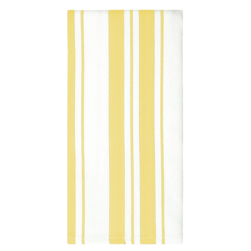 MU Kitchen 100% Cotton Basket Weave Stripe Dishtowel, 20 by 30-Inches, Daffodil