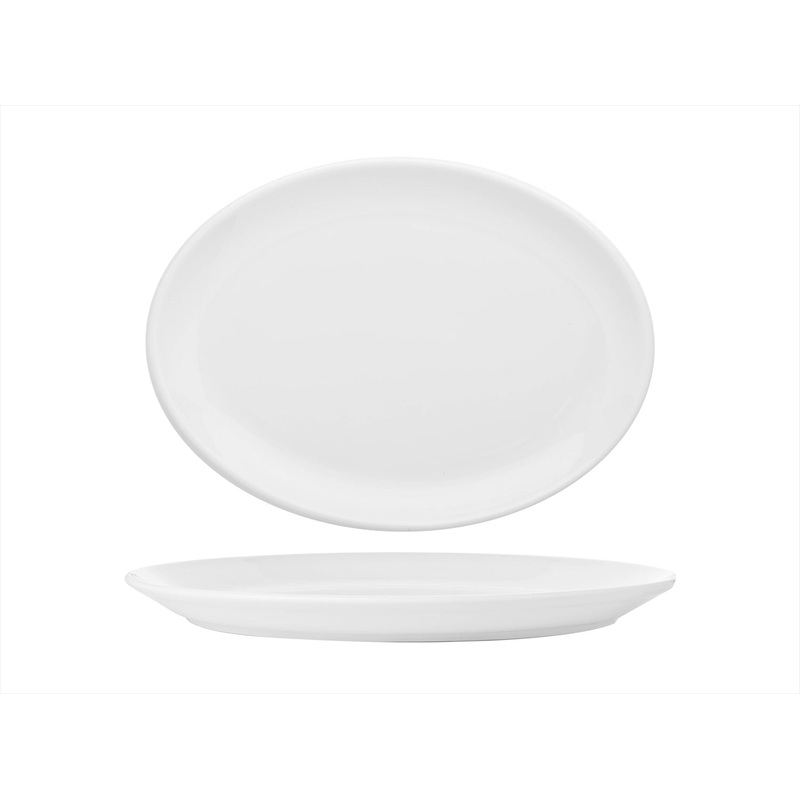 Porcelain Delta-Coupe 11″ x 8″ x h:1″ Oval White Porcelain Platter