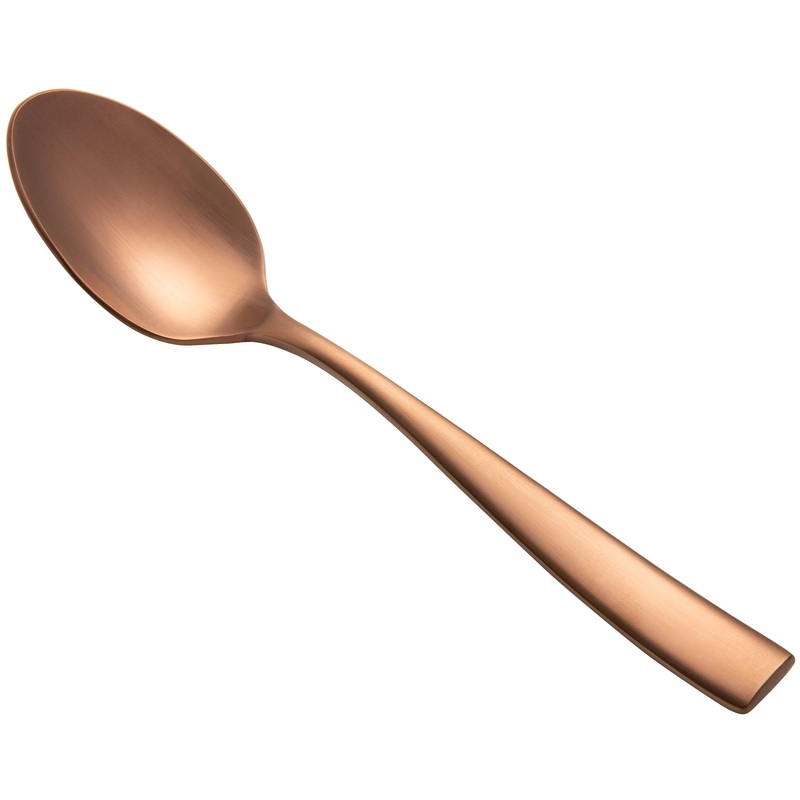 Bon Chef S3000RGM Manhattan 6 1/2″ 18/10 Extra Heavy Weight Matte Rose Gold Stainless Steel Teaspoon – 12/Pack