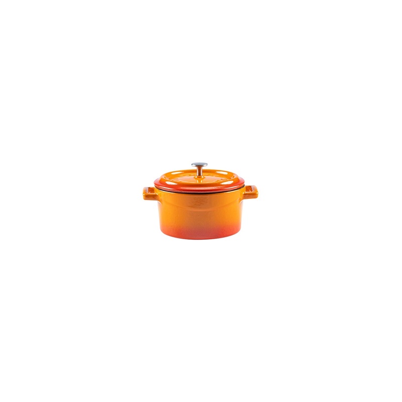 Cast Iron dia.4″ h:2″ 13 oz. Round Orange Cast Iron Dutch Oven