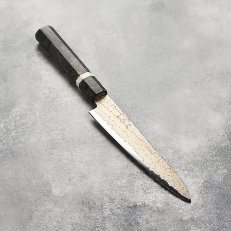 Hatsukokoro Hayabusa Aogami #2 Rainbow Damascus 5.9″ Petty