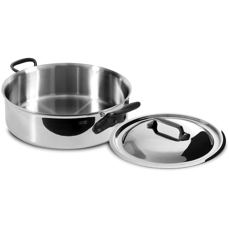 Mauviel M’Cook Ci Stainless Steel Rondeau With Lid, 11 Inch