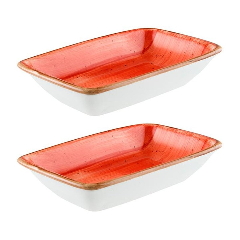 Terracota 6″ x 3.75″ x h:1.25″ 6 oz. Rectangular Terracotta Porcelain Deep Plate (Set of 2)
