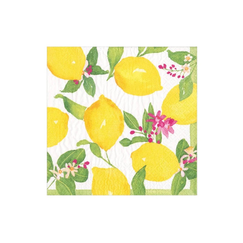 Caspari Limoncello Boxed Cocktail Napkins – 40 Per Box