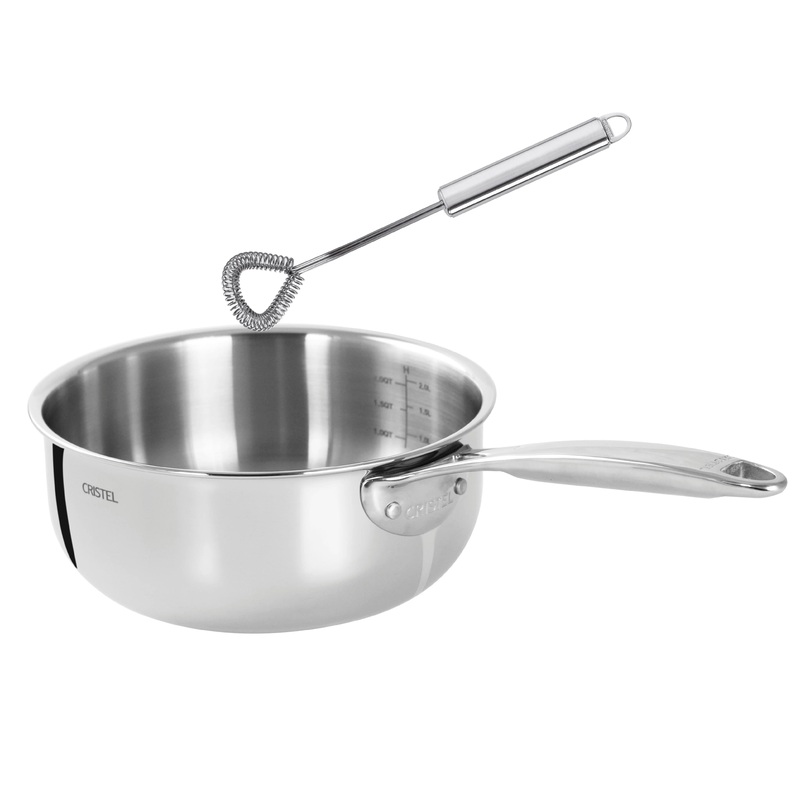 Cristel Castel’Pro Mini Collection – .9 Qt. Saucepan Cooking Set w/Magic Whisk