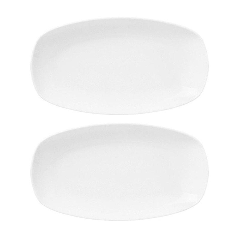 Porcelain Delta-Coupe 7.75″ x 4″ x h:0.75″ Oval White Porcelain Platter (Set of 2)