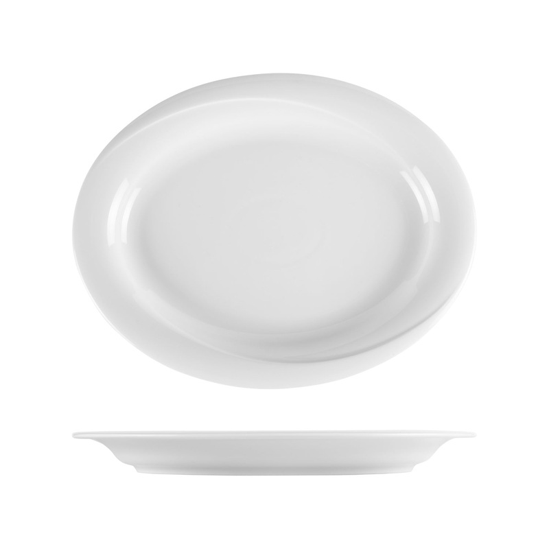 Porcelain X-tanbul 13.5″ x 10.5″ x h:1.25″ Oval White Porcelain Platter