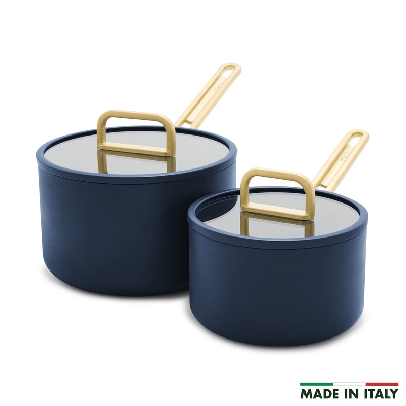 Stanley Tucci Ceramic Nonstick 4-Piece Saucepan Set | Marino Blue