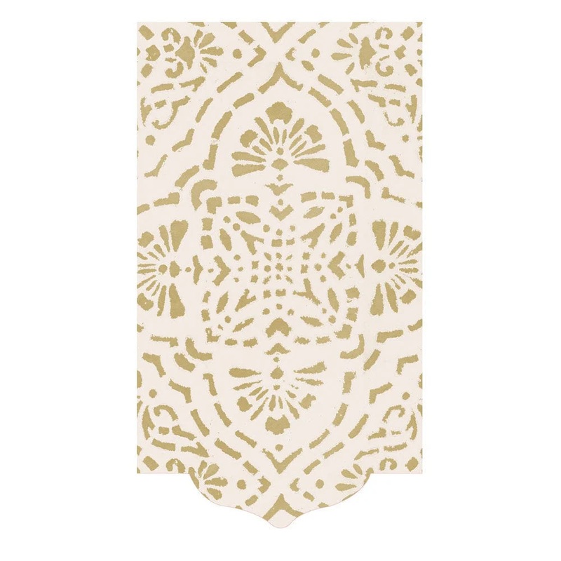 Annika Die-Cut Paper Linen Guest Towel Napkins in Ivory & Gold – Pkg/12