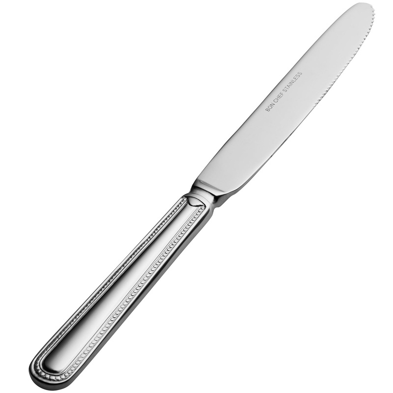 Bon Chef S711 Bolero 9 1/4″ 13/0 Extra Heavy Weight Stainless Steel Solid Handle Regular Dinner Knife – 12/Pack