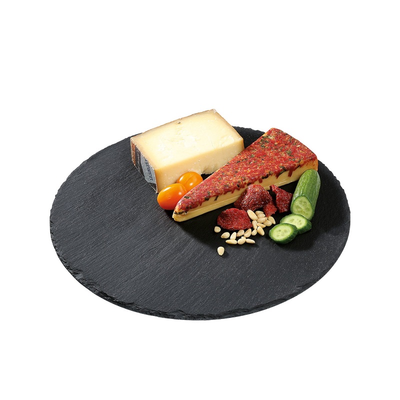 Cilio Slate Serving Board for Cheese and Appetizers, Round, 11.8-Inch