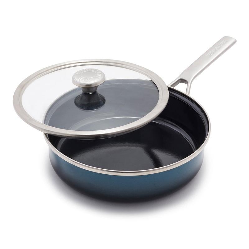 Merten & Storck Steel Core Enameled 3-Quart Saut Pan with Lid | Aegean Teal