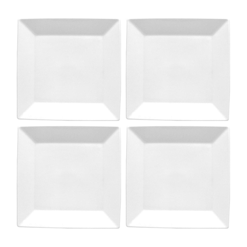 Porcelain Merid 8.25″ x 8.25″ Square White Porcelain Plate (Set of 4)