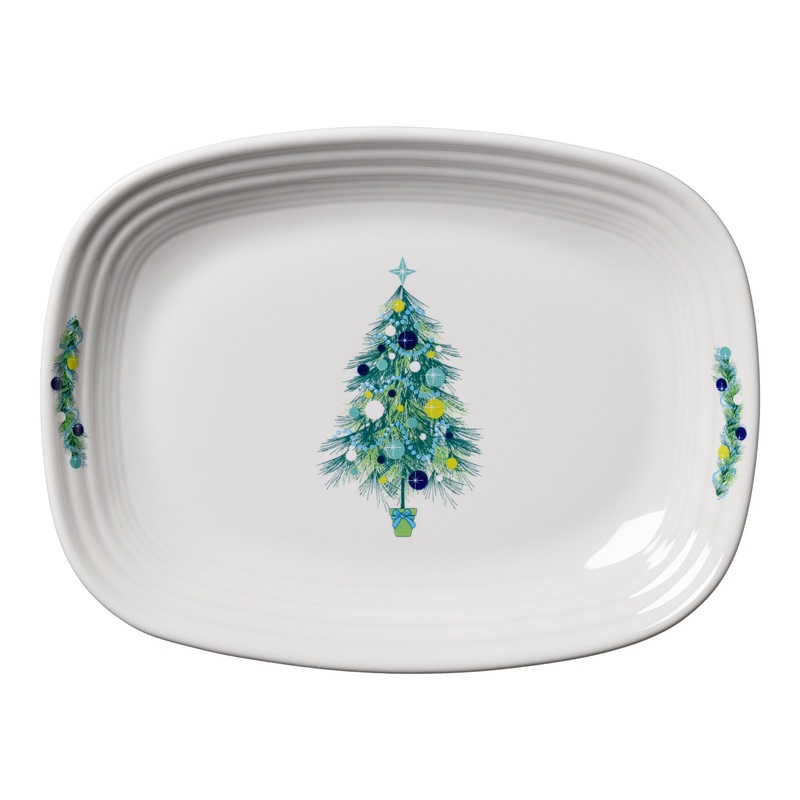 Blue Christmas Tree 12 Inch Large Rectangular Platter