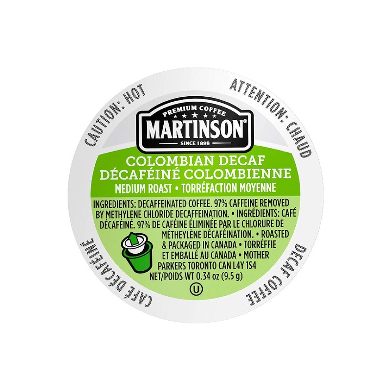 Martinson Coffee Decaf Colombian Single Serve Pods (Case of 96)