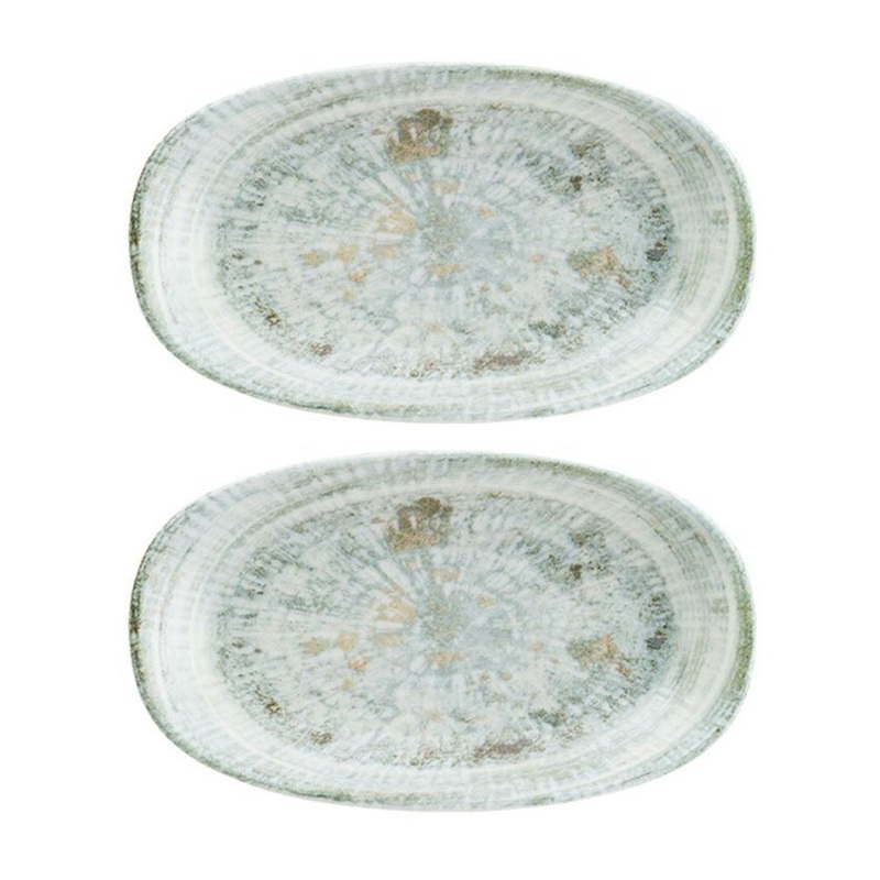 Odette 6″ x 3.5″ x h:0.75″ Oval Decorated Porcelain Platter (Set of 2)