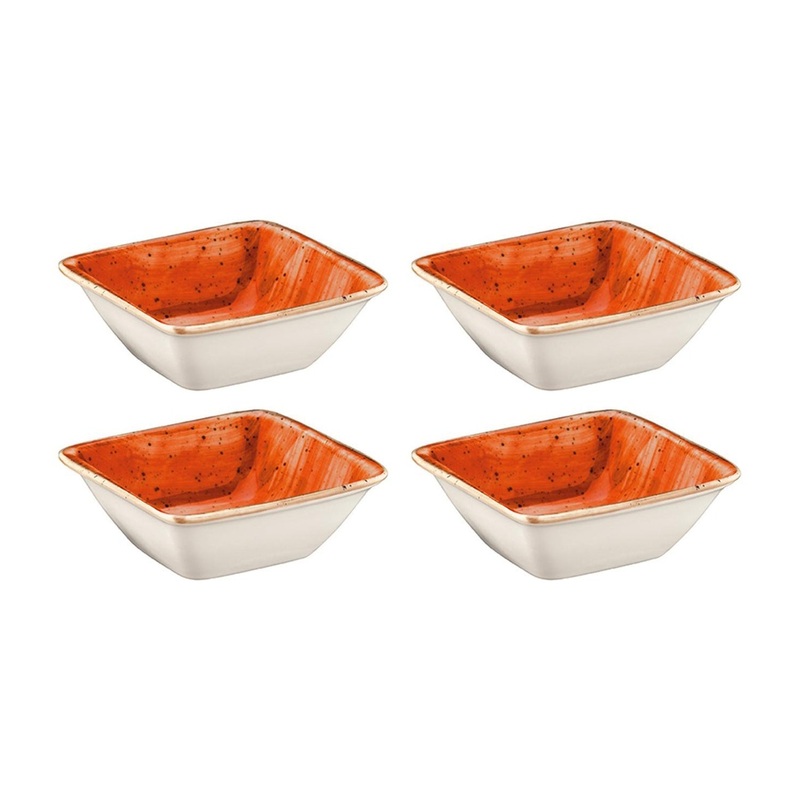 Terracota 3.5″ x 3.5″ x h:1.25″ 1 oz. Square Terracotta Porcelain Ramekin (Set of 4)