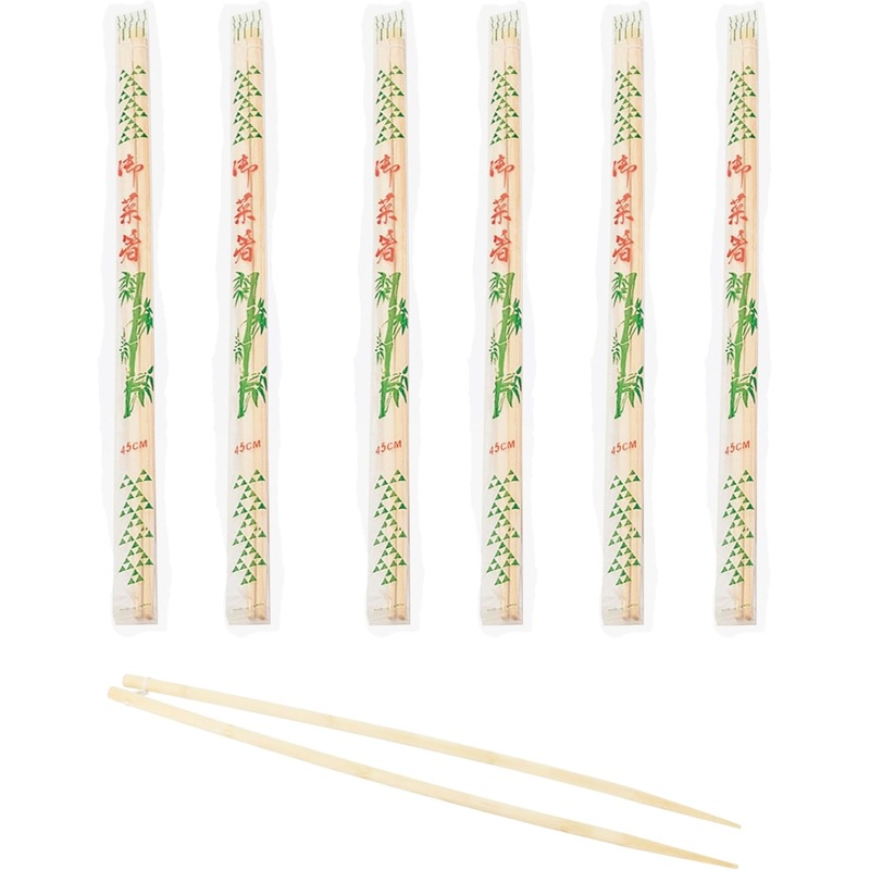 18 Long Bamboo Chopstick Set of 6 (6 Pairs)- Cooking Chopsticks Long Chop Sticks Reusable for Noodles Frying Hotpot Japanese Extra Long Home Kitchen Restaurants