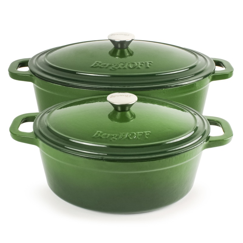 BergHOFF Neo 4pc Cast Iron Cookware Set, 5qt. & 8qt., Green
