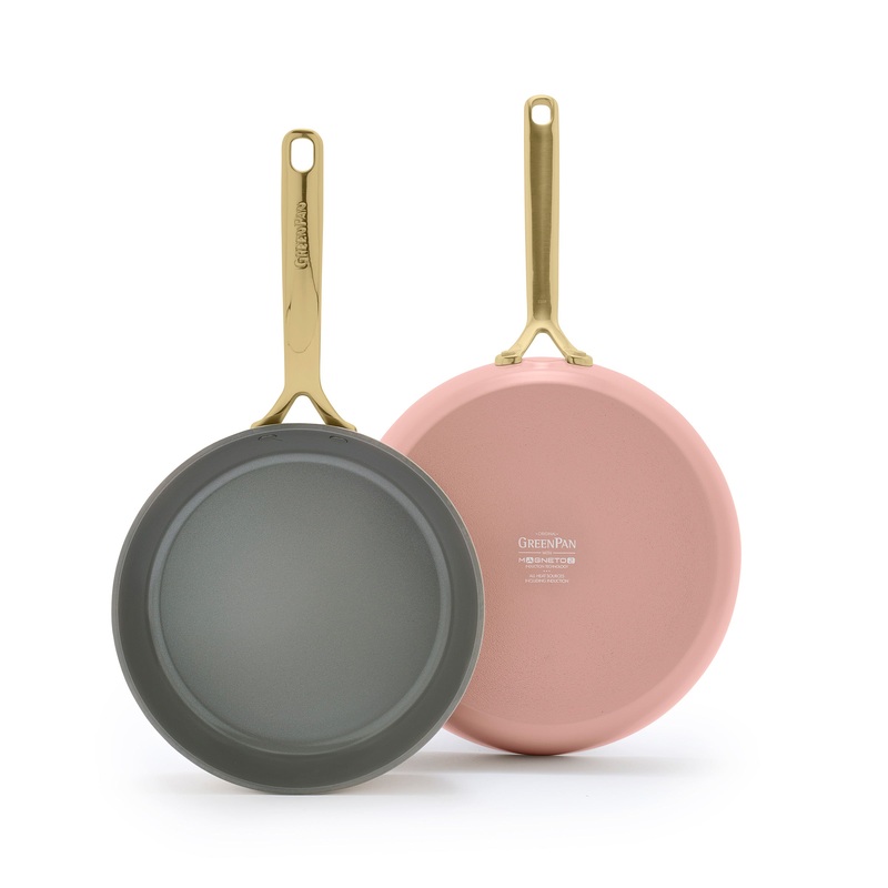 GP5 Colors Ceramic Nonstick 9.5″ and 11″ Frypan Set with Champagne Handles | Dusty Rose