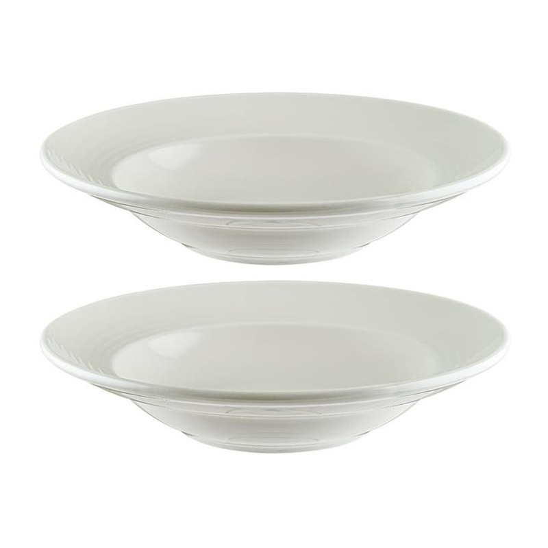 Loop dia.10.75″ h:2.25″ 16 oz. Round Warm White Porcelain Bowl (Set of 2)