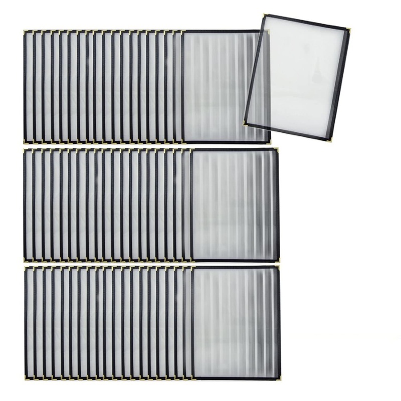 Set of 60 Black 8-1/2 x 11 Single Restaurant Menu Covers 1 Page 2 View Crystal Clear Menu Covers Fits A4 Size Paper Menu Sleeve Menu Folder Menu Book Holders for Bar Cafe Restaurant