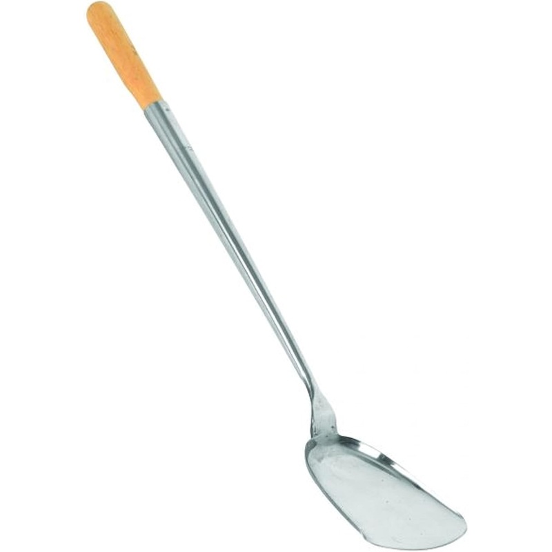 Stainless Steel Wok Spatula with  Wooden Handle- Wok Cooking Utensil Wok Spatula Wide Metal Spatula for Fish Eggs Pancakes Wok