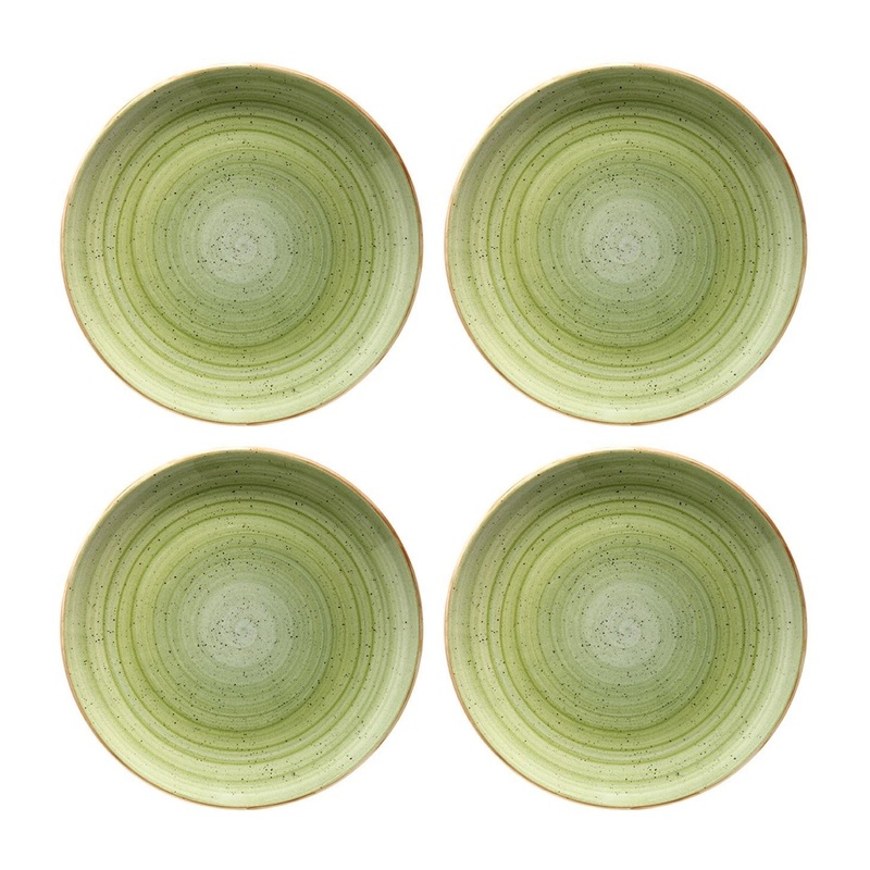 Therapy dia.10.5″ Round Green Porcelain Plate (Set of 4)