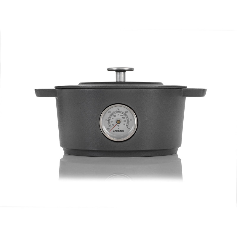 Combekk Railway Cast Iron 4.25 Quart Dutch Oven w/Thermometer, 9.5″