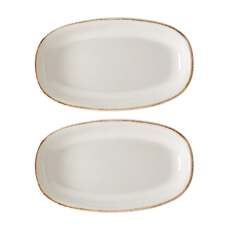 Retro 7.5″ x 4.25″ x h:1″ Oval Decorated Porcelain Platter (Set of 2)