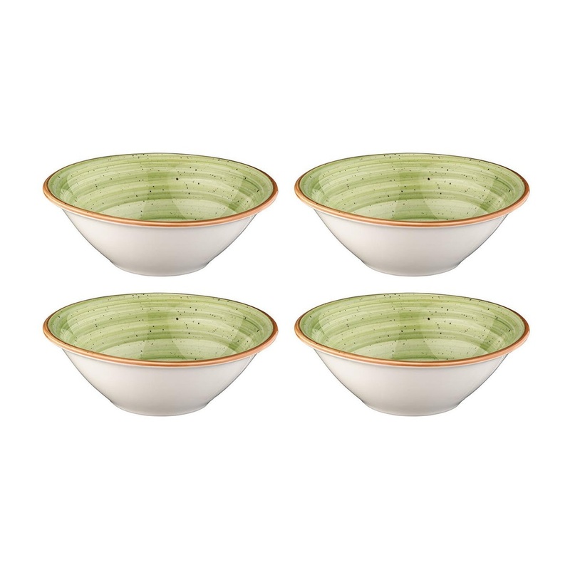 Therapy dia.7″ h:2.5″ 23 oz. Round Green Porcelain Bowl (Set of 4)