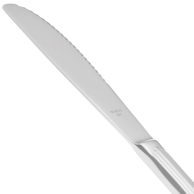 World Tableware 213 5502 Baguette 9 3/4″ 18/0 Stainless Steel Heavy Weight Fluted Solid Handle Dinner Knife – 12/Pack
