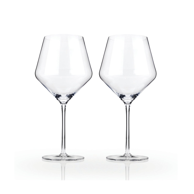 Angled Crystal Burgundy Glasses (Set of 2)