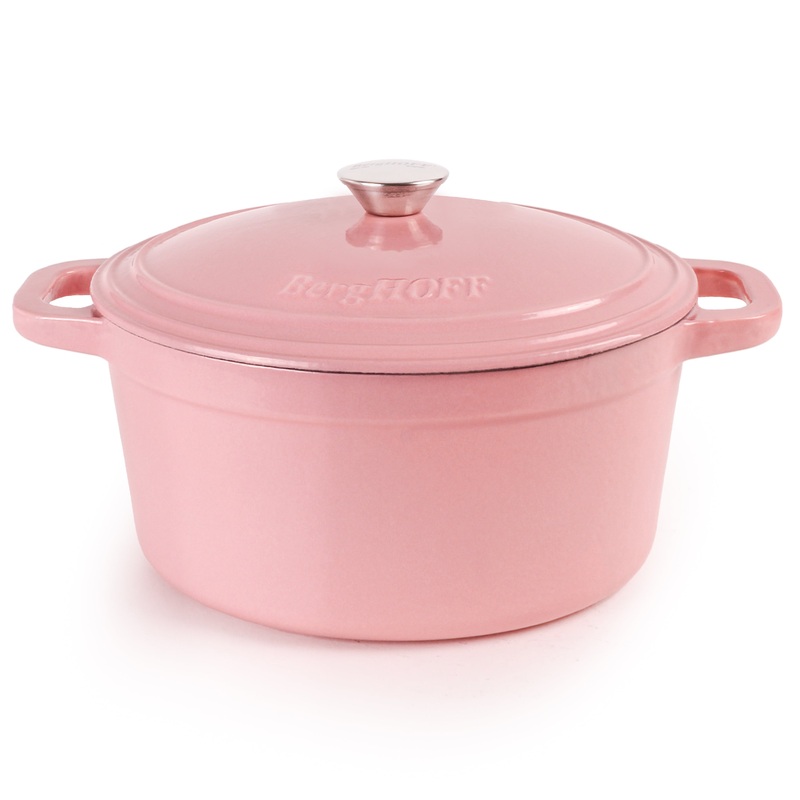 BergHOFF Neo Cast Iron 7qt. Round Dutch Oven 11″ with Lid, Pink