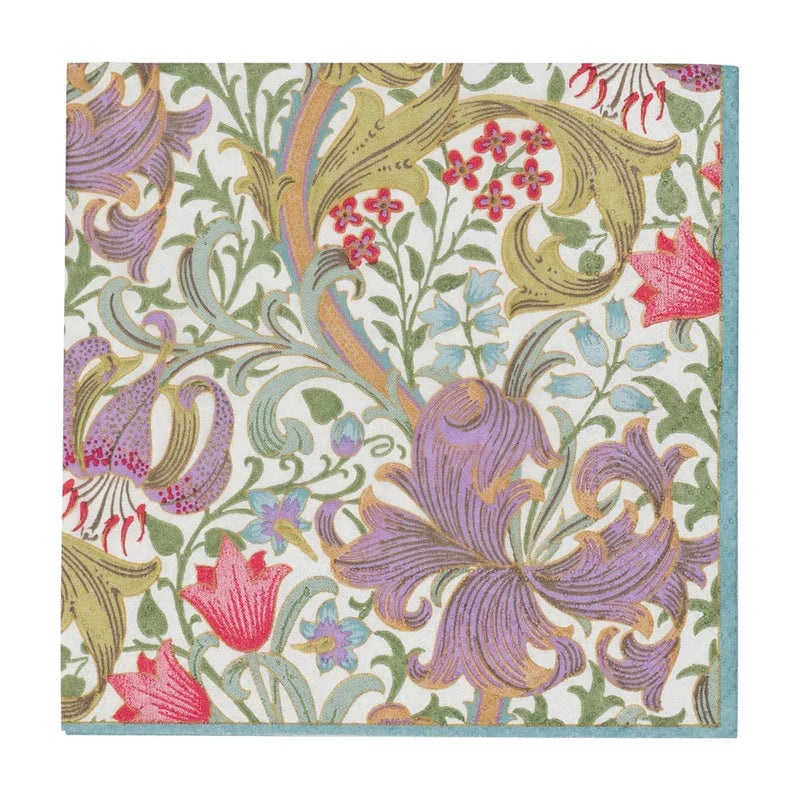 Caspari Golden Lily-Ivory Cocktail Napkins – 20 Per Package