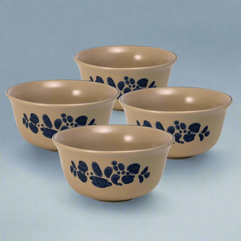 Folk Art Set of 4 Deep Soup Cereal Bowls