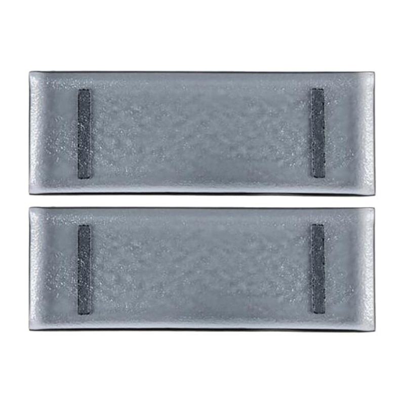 Glass Dinnerware 13.75″ x 5″ x h:0.5″ Rectangular Charcoal Glass Platter (Set of 2)