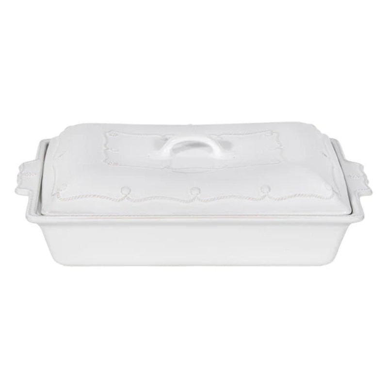 Juliska Berry & Thread 13″ Rectangular Baker with Lid – Whitewash