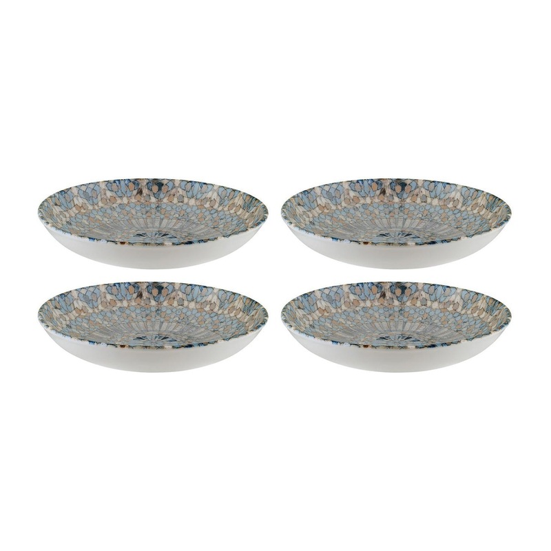 Luca Mosaic Matte dia.9″ h:2″ 34 oz. Round Decorated Porcelain Bowl (Set of 4)